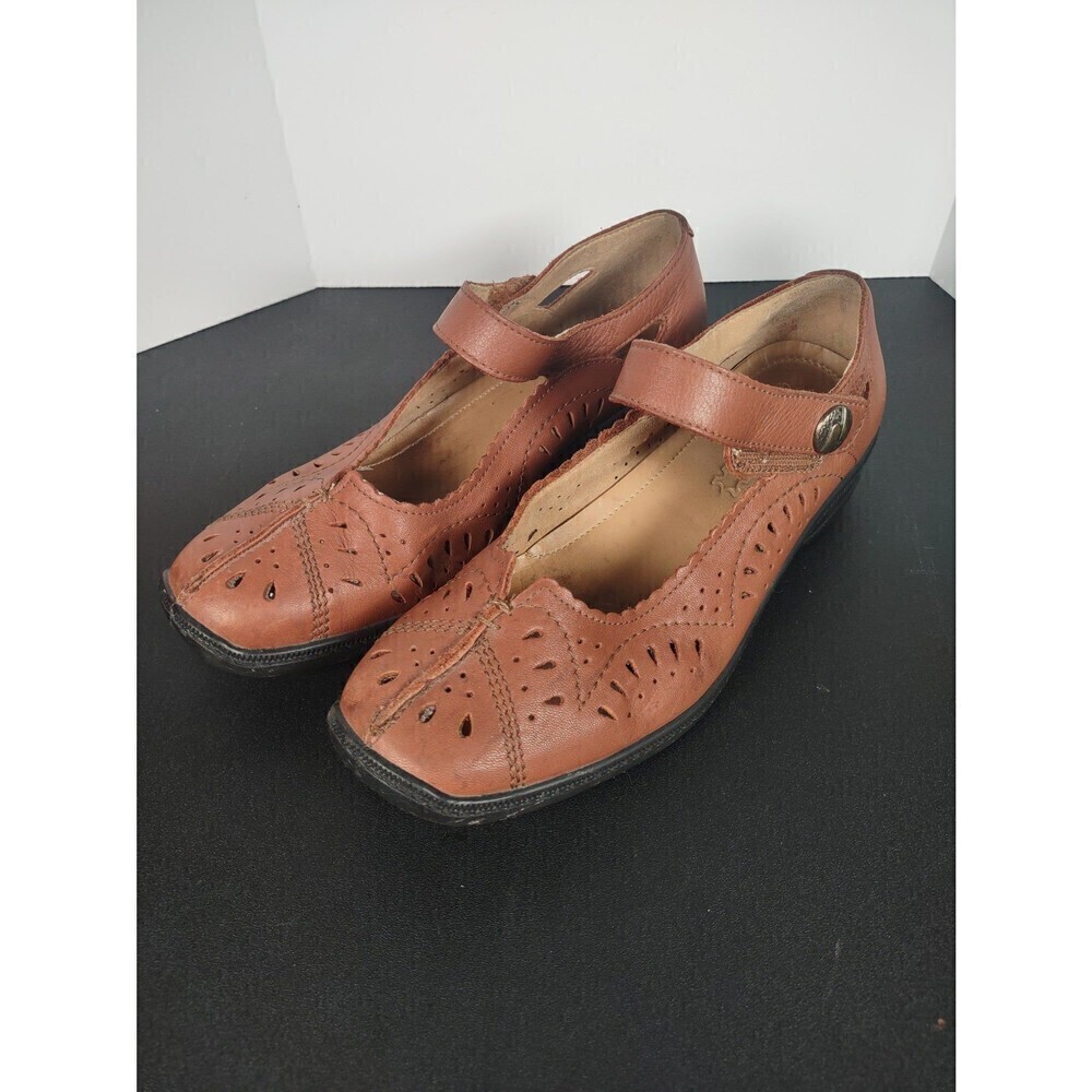 Hotter comfort concept brown leather mary jane's size 5 US